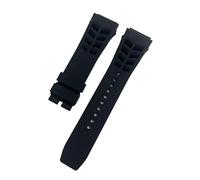 HTHRRFE Bracelet en silicone souple et coloré, 25 mm x 20 mm, étanche, en caoutchouc naturel, compatible avec les bracelets Richard Mille, type oreille brute(Svart,25MM Rose buckle)