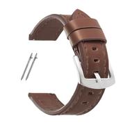 HTHRRFE Bracelet rétro en cuir de vachette de 18 mm, 20 mm, 22 mm, 24 mm compatible avec Huawei Watch GT5/GT4/GT3, compatible avec Seiko Watch Band Sport à dégagement rapide, 18MM_SILVER BUCKLE