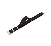 HTHRRFE Bracelets de montre en nylon élastiques originaux plongée rétro bleu foncé noir rouge compatible avec Seiko Universal Men bracelet de montre à boucle noire argentée(Black Red-Steel,22mm)