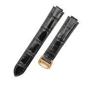 HTHRRFE Compatible avec le bracelet Cartier Ballon Bleu avec couche de tête en cuir de veau compatible avec le bracelet de montre Cartier en cuir de vache véritable 8 x 14 8 x 16.(Black-GD-Z4,11x18mm)