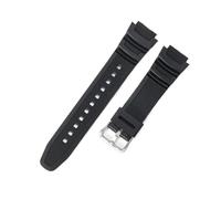 HTHRRFE Compatible avec le bracelet de montre en caoutchouc Casio W-S200H/735H/215 SGW-400H/500H AEQ-110W en silicone étanche et résistant à la transpiration 18 mm for homme.(Black-Steel-K5)