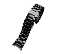 HTHRRFE Compatible avec Seiko Citizen Casio Bracelet de montre incurvé en acier inoxydable for homme 20 mm 22 mm Bracelet de montre en métal Chaîne de montre(C Black,24mm)