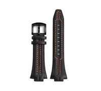 HTHRRFE Compatible avec Seiko Sportura SNL029P2 SNL021P1 SNA595P2 SNL017P1 bracelet de montre en cuir for hommes 27x15mm bracelet de montre à bouche convexe(Black buckle)