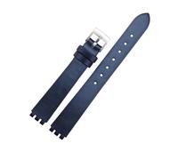 HTHRRFE Compatible avec Swatch IRONY Bracelet de montre de petite taille for femme en cuir de vachette souple/soie 12 mm Bracelet de remplacement noir rouge bleu accessoires de montre(Silk Deep Blue)