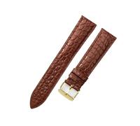HTHRRFE Cuir de crocodile américain imperméable compatible avec les accessoires compatibles avec les bracelets de montre Cartier London Ronde Solo Brown Key for hommes 22 24 mm(Brown-Golden-K1,19mm)