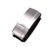 HTHRRFE Fermoir coulissant en acier inoxydable 16 x 9 mm, compatible avec Rolex SUBMARINER GMT Yacht-Master, boucle à bouton-poussoir de réglage fin(Matte silver)