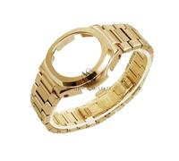 HTHRRFE Kit de modification GA-2100 compatible avec les montres Casio GA2100 2110 GA B2100 for hommes, boîtier en acier inoxydable modifié, bracelet en métal(Gold steel suit)