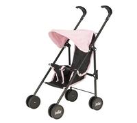HTI Joie - Mini poussette | Poussette pour enfants en noir et rose | Poussette pliable avec parapluie | Jeu de rôle | À partir de 3 ans - 58 x 26,5 x 40,5 cm