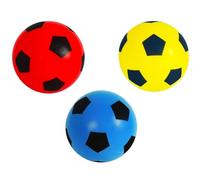HTI Toys & Games Fun Sport Taille 5 Lot de 3 Ballons de Football en Mousse | Ballon de Football intérieur/extérieur éponge Douce pour Adultes et Enfants Rouge, Bleu et Jaune (3 Pack 19.4cm)