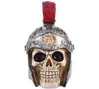 HTian Soldat Soldat Romain Statue de résine de crâne avec Casque Squelette Figurine Halloween Décor Artisanat 7.9inches