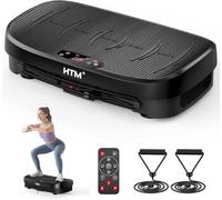 HTM Plateforme Vibrante Oscillante, Plaque Vibrante Fitness avec 120 Niveaux De Vitesse, avec Télécommande et 2 Bandes de Résistance, Minuteur 15 Min, Convient à Un Usage Domestique
