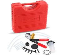 HTOMT 2 in 1 Brake Bleeder Kit Hand Held Vacuum Pump Test Set for Automotive with Protected Case,Adapters,One-Man Brake and Clutch Bleeding System(Red)