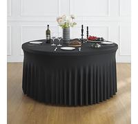 Htper Noir Nappes Rondes Extensibles en Spandex pour Tables Rondes de 150 cm, Housse de Table Ronde Extensible pour réception de Mariage, Banquet, fête, Anniversaire, Vacances, dîner