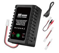 HTRC Chargeur NiMH pour batteries NiMH/NiCd 2-8S (2,4V-9,6V), chargeur RC 20W avec connecteur Tamiya/Mini-Tamiya/câble avec pinces crocodiles, compatible avec voiture RC, bateau RC, drone, Airsoft