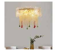 HTRDFWD Lustre à Pampilles en Cristal de Luxe français en Forme de Goutte d'eau pour Restaurant, Salon, Chambre à Coucher, luminaire Suspendu Circulaire à LED, (8 Lights)