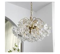 HTRDFWD Lustre à pétales rétro Antique de Conception française, Suspension Pastorale en Verre doré pour Salon, Salle à Manger, luminaires de décoration intérieure, Luxe(52cm)