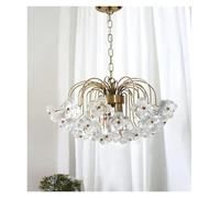 HTRDFWD Lustre à pétales rétro Antique de Conception française, Suspension Pastorale en Verre doré pour Salon, Salle à Manger, luminaires de décoration intérieure, Luxe(40cm)