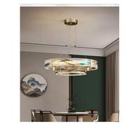 HTRDFWD Lustre de Salon Tout en cuivre de Luxe léger, éclairage Principal du Hall, Lustre de bâtiment Duplex, Salle à Manger de la Maison(D80CM H15CM)