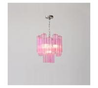 HTRDFWD Lustre Suspendu à LED de Conception française en Tube de Verre Rose et Blanc, luminaires Suspendus, luminaires de Salle à Manger, Luxe(40cm Pink)
