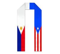 HTRJYH Écharpe de remise de diplôme pour étudiant à l'étranger - 183 cm de long, Drapeau des Philippines et drapeau de Porto Rico 7, taille unique