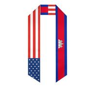 HTRJYH Étole de remise de diplôme longueur 182,9 cm pour homme, femme, étudiant à l'étranger, Drapeau du Cambodge Amérique 0, taille unique