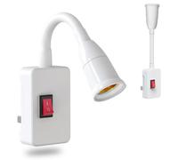 HTRUIYATY 2 Pièces Lampe Douille E27 avec Interrupteur Lampe Prise Murale Lampe à Fiche LED Flexible Réglable à 360° pour Chambre à Coucher Cuisine Lampe de Lecture au Lit (Sans Ampoule)