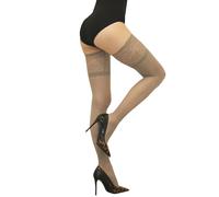 HTRUIYATY Bas Autofixant Femme Sexy Silicone Antidérapant Dentelle Haut Brillants Huileux Bas Autofixants Nylon Femme 8 DEN