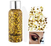 HTRUIYATY Paillette Maquillage Visage Paillettes CosméTiques Maquillage Le Corps SirèNe Paillettes Convient Le Corps, Les Cheveux Et Les Ongles TrèS Approprié Les Festivals Et Le Maquillage-Or