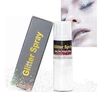HTRUIYATY Spray Paillette Cheveux et Corps,Glitter Makeup Spray Poudre Ultrafine pour Paillettes Visage Festival Maquillage Paillette Fête Vetement blanc