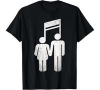 HTRWSNVX Couple Music Note Minimalist Love Symbol Figures Melodic T-Shirt Black M