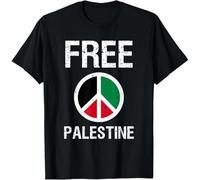 HTRWSNVX Free Gaza Free Palestine Peace Love Rights T-Shirt Black M