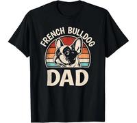 HTRWSNVX French Bulldog Dad Funny Frenchie Dog Lover Retro Men Gift Unisex T-Shirt Black S
