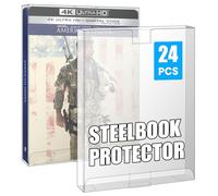 HTRYBNES Steelbook - Lot de 24 coques de protection compatibles avec 4K UHD, Blu-Ray, vidéo Arrow avec housse, Criterion, PS3, PS4, PS5, jeux et Steelbooks - Boîte d'affichage transparente et robuste