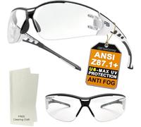 HTS HUNTERSKY E9532 Lunettes de sécurité super flexibles légères anti-buée U6 transparentes enveloppantes avec protection ANSI Z87.1 résistance aux rayures.