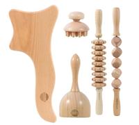 HTT GLOBAL Outils de massage thérapeutique du bois pour le contour et la mise en forme du corps (5 pièces), kit de madérothérapie avec masseur de drainage lymphatique, outils de sculpture du corps en
