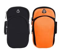 HTTDSLF 2 Pièces Brassard de Sport avec Poche Écouteur, Bracelet Sport pour téléphone Portable Universel, Brassard Smartphone Sport Porte Telephone Pochette, jusqu'à 6.7", pour la Course Pied Fitness