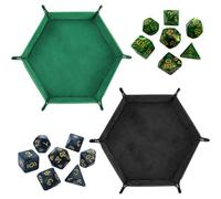 HTTDSLF 2 Pièces Plateau à Dés, Piste de Dés Pliable, Piste de Dés pour Yams, Plateau de Dés Double Face, Plateau Pliant en Dés Hexagone pour DND RPG 421 Yams et Autres Jeux de Dés
