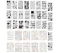HTTDSLF 36 Pièces Pochoir Lettre Alphabet, Pochoir Dessin Enfant, Pochoirs Lettres, PPochoir Alphabet, PPochoirs de Peinture en Plastique en Couleur pour Enfants, Réutilisable Pochoirs de Journal