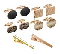 HTTDSLF 6 Pairs Bouton de Manchette Homme, Boutons de Manchette Classiques pour Homme, Pince à Cravate Homme, Epingle a Cravate, À La Mode Rétro Rayé Manchette, pour Mariage Business, Oro