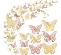 HTTDSLF 72 Pièces Ornements de Papillons 3D, Papillon Autocollants Peintures Murales, Décoration Murale de Chambre, Pour La Chambre des Filles, Décor de Fête de Mariage