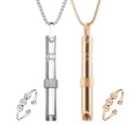 HTTDSLF Collier de Respiration, Collier Respiration Anti Tabac, Collier Anti Stress Respirant, pour Soulagez Anxiété Relaxation Méditation, avec 2 Anneaux (Or Rose & Argent)