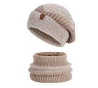 HTTDSLF Ensemble Bonnet Echarpe Gant Homme Femme, Tricotés Ensemble d'hiver, Bonnet Chapeau Écharpe, Tour de Cou Doublure Polaire Tricoté, pour Ski, Randonnée, Voyage, Vélo