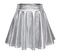 HTTDSLF Femme Jupe Patineuse Extensible Métallisée, Sequin Mini Skirt for Women, Robe Paillette Disco Jupe Courte, Jupe Plissée Évasée Taille Élastique Enfilable Jupe à Paillettes