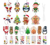 HTTDSLF Kit Bricolage Noel Enfant, 24 Kits De Bricolage De NoëL Pour Enfants, Bricolage de Noël Décoration Autocollants, Pour GarçOns, Filles, NoëL