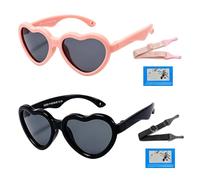 HTTDSLF Polarisées Lunette de Soleil Bebe 0-36 Mois, Flexibles Souples Lunette de Soleil Enfant avec Sangle Réglable Cadre, Protection UV400, Sunglasses pour Fille et Garçon