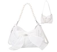 HTTDSLF Sac à Bandoulière, Petit Sac a Main Femme, sSac Bandoulière Femme, avec Fermeture Éclair, Cadeau Anniversaire, Blanc