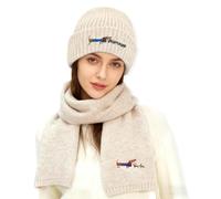 HTTDSLF Set de Bufandas y Sombreros de Invierno, Gorro y Bufanda de Invierno, 2 Piezas Conjunto de Gorros y Bufanda de Punto, Suave Cálido, para Mujer Hombre Adultos y Niños