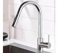 HTTGDGDH 360° Pull-Down Kitchen Faucet with Dual Spray Modes Single Handle Hot & Cold Water Stainless Steel Black & Gold Modern Design for Easy Use and Stylish Decor,Couleur Chromée