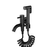 HTTGDGDH Douchette De Bidet Portable Noire À Poignée Unique, Kit De Douchette Froide Simple, Fixation Murale en Laiton, Lave-Couches Lavables, Pommeau De Douche Portable Antirouil