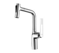 HTTGDGDH Pull-Down Kitchen Faucet with Single Handle Hot/Cold Water Mixer One Hole Installation Elegant Black and Rose Gold Finish Modern Spray Function Durable and Stylish,Chrome